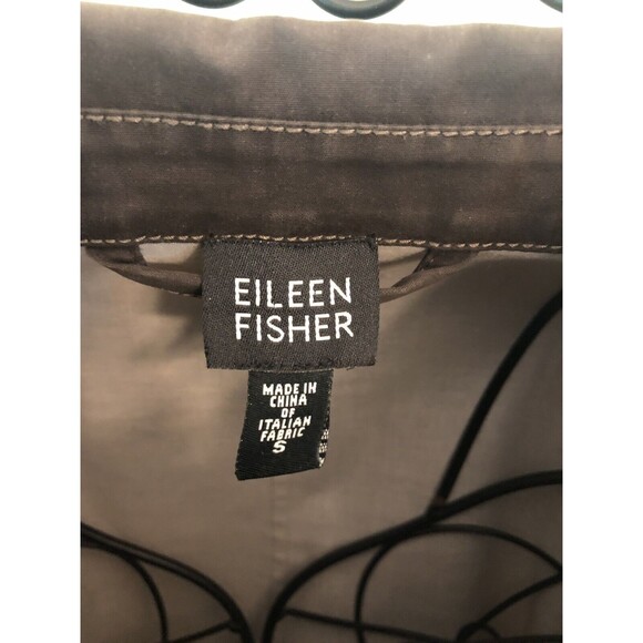 EILEEN FISHER SMALL S Brown Snap Front Lightweight Jacket - Picture 3 of 7